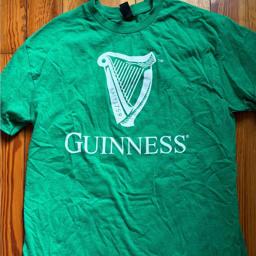 Hanes Green T-Shirt with White Guinness Harp Logo